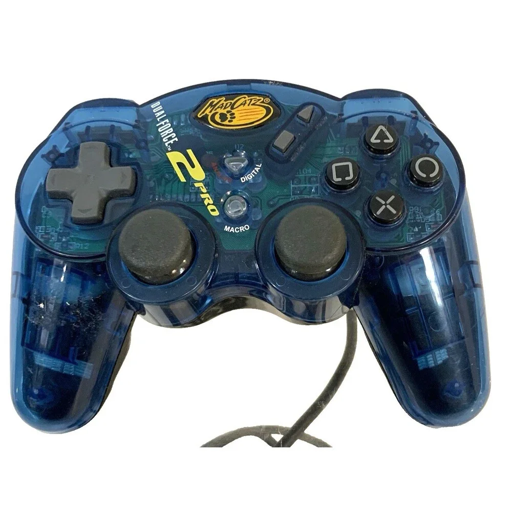 PS2 Mad Catz Dual Force 2 Pro Clear Blue Controller 8226 Playstation Tested